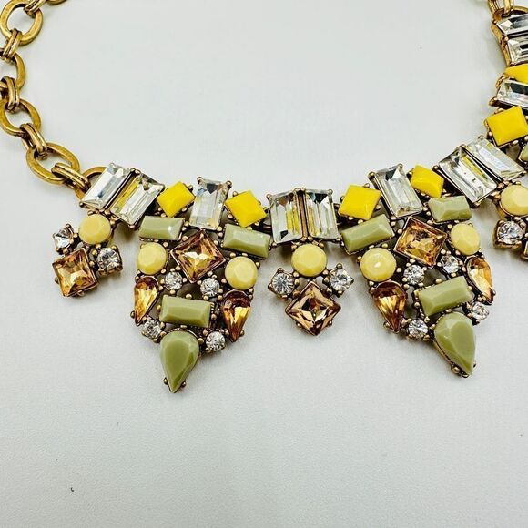 J. Crew Rhinestone Jadeite Brulee Crystal Bib Statement Necklace - Picture 4 of 6
